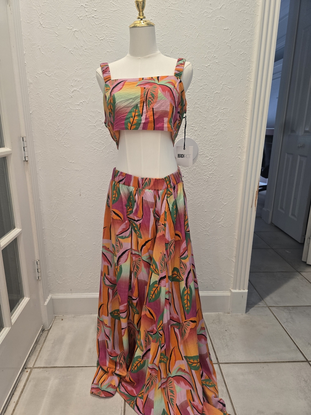 NWT Beach Riot Tropical Crop Top Maxi Skirt Set L/XL
